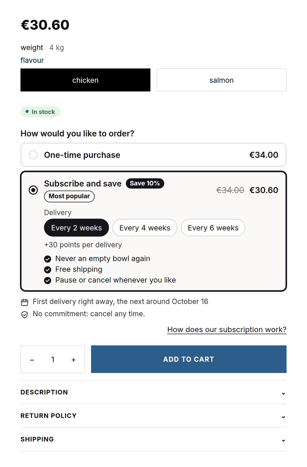 Offer a pet food or household subscription in your Shopify shop